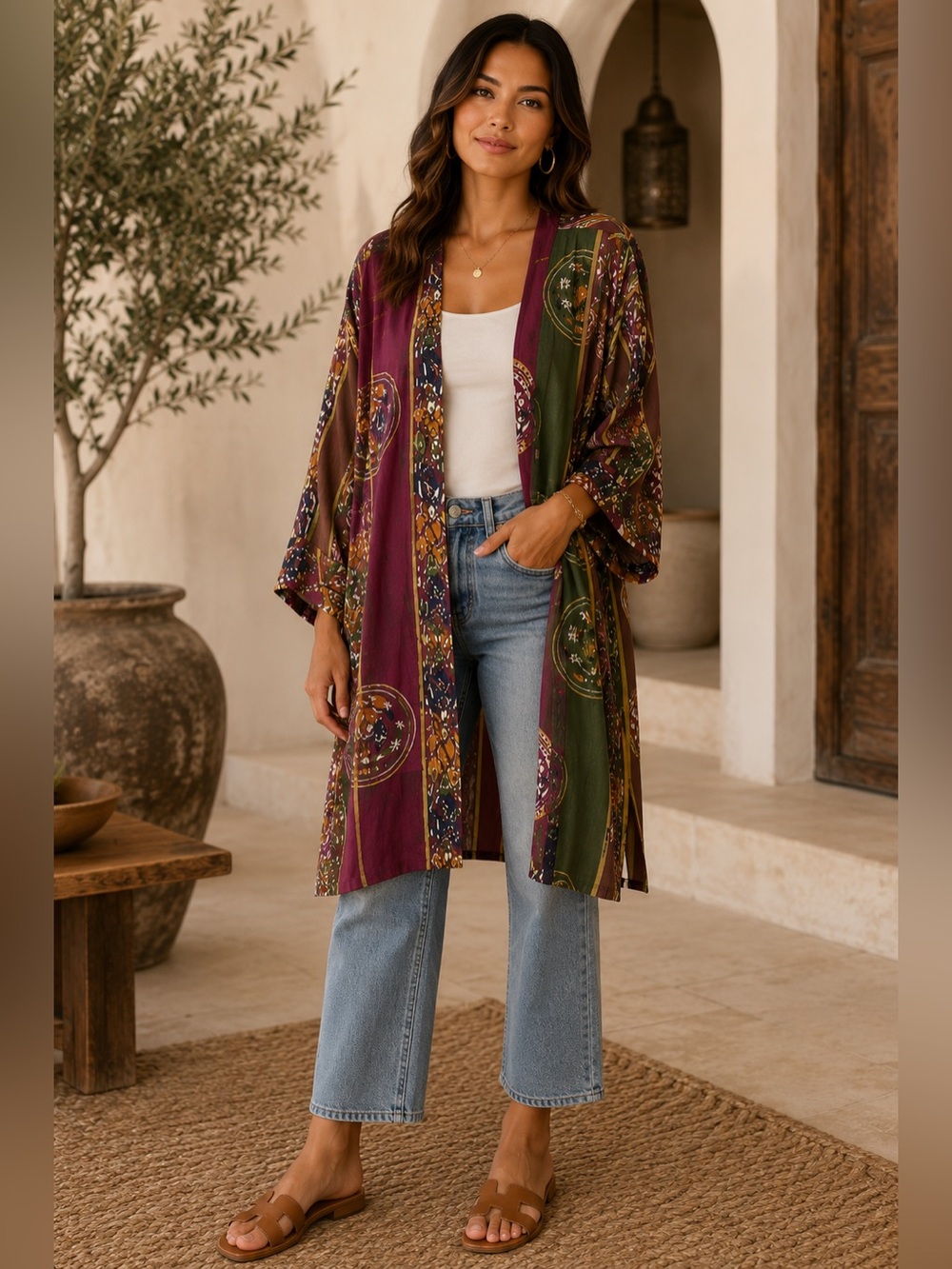 Soft Surroundings Multicolor Boho Kimono Duster Cardigan XL